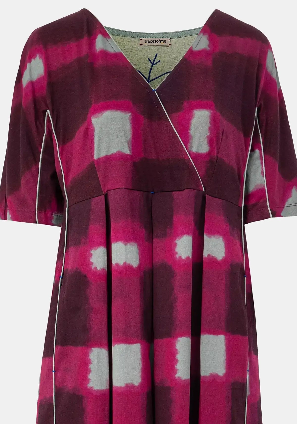 Vestido Abyss Watercolour Checks – Beet Red, algodón, vista alternativa | Traces of Me