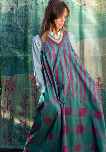 Dress Durbar Watercolour Stripes Malachite Green - Traces of Me
