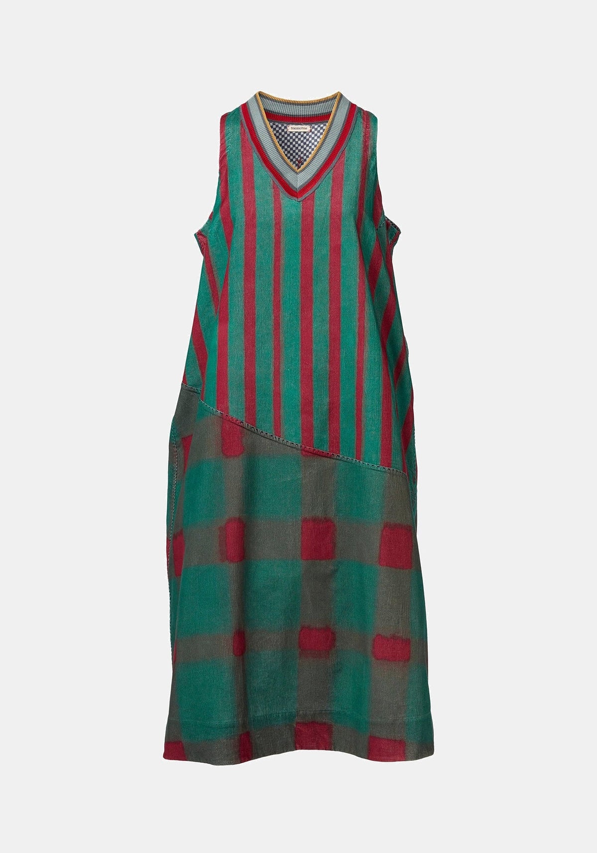 Vestido Durbar Watercolour Stripes Malachite Green – Malachite Green / Cherry, algodón-viscose blend, vista de producto | Traces of Me