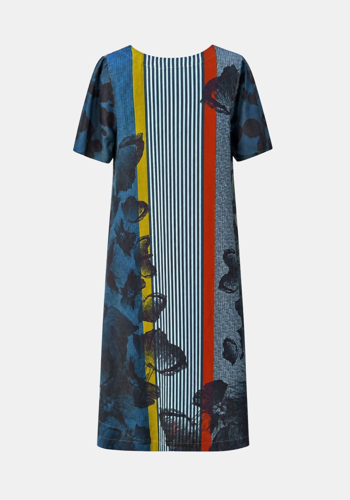 Dress Gardenia Short Sleeves Flowers and Stripes - Traces of Me