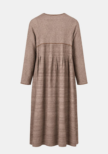 Dress Nomade Mud – Taupe, silk-yak wool blend, alternate view | Traces of Me