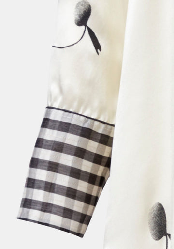 Dress Pansy Bamboo Leaves – Natural / Charcoal, silk, alternate view | Traces of Me