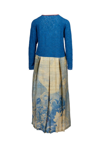 Dress Poppy Abyss Porcelaine Flowers – Multicolour, yak wool-silk blend, alternate view | Traces of Me