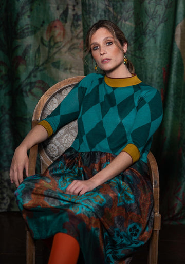Dress Poppy Half Neck Landscape – Multicolour, cashmere-silk blend, alternate view | Traces of Me