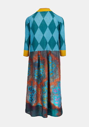 Vestido Poppy Half Neck Landscape – multicolor, mezcla de cachemira y seda, vista alternativa | Traces of Me