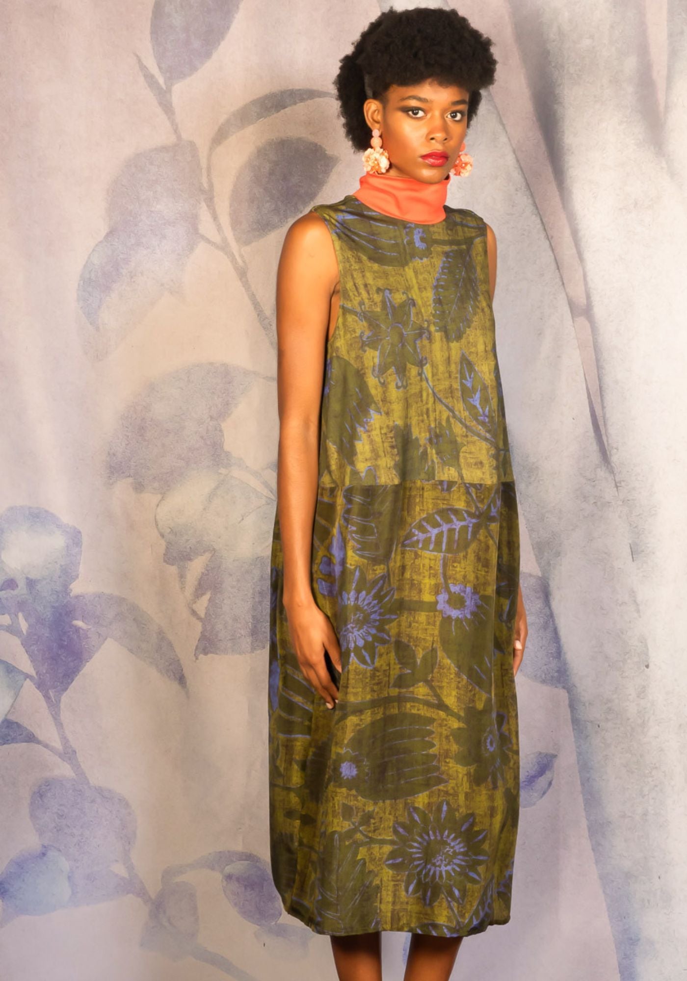 Dress Poppy Turtle Neck Sleeveless Sunflowers Guacamole - Traces of Me