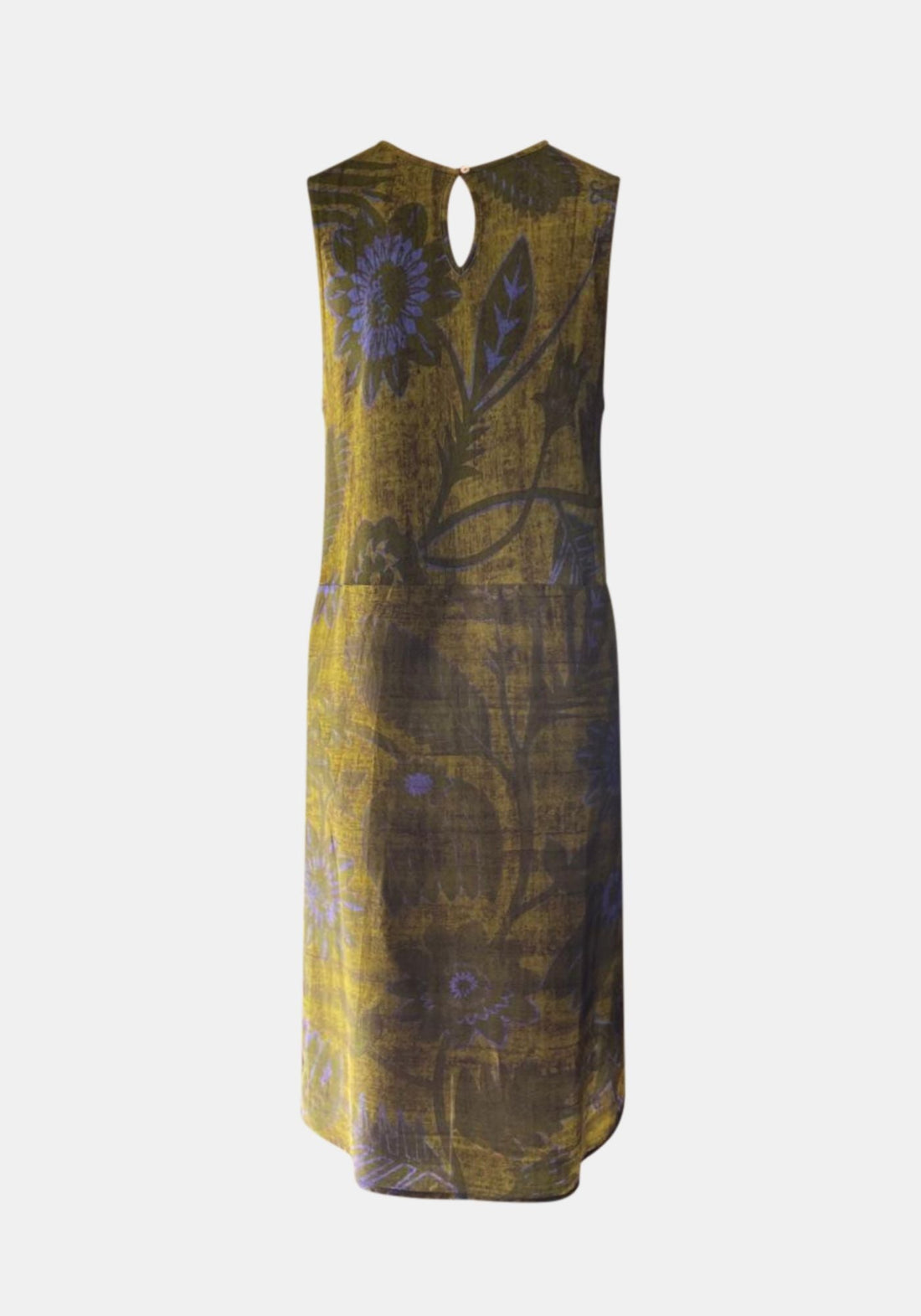 Dress Poppy V Neck Sleeveless Sunflowers Guacamole - Traces of Me