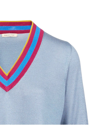 Dress V Neck Sun – Jacaranda, cashmere-wool blend, alternate view | Traces of Me