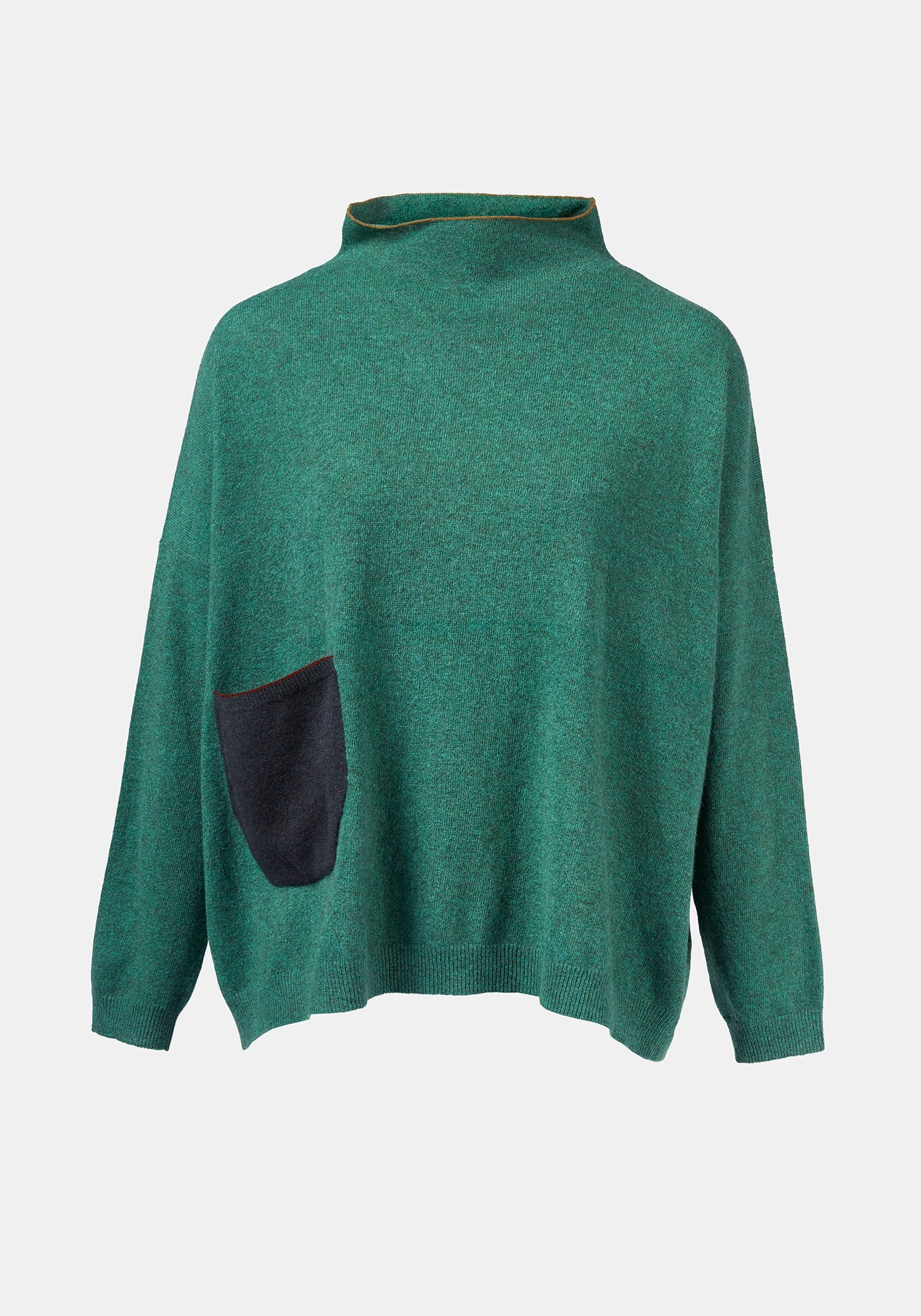 Jumper Wooly Raised Neck Malachite Green - Traces of Me