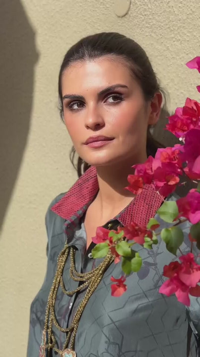 Tunic Chopin Taj Flowers Duck Green