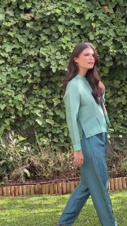 Shirt Geisha Stripes Malachite Green