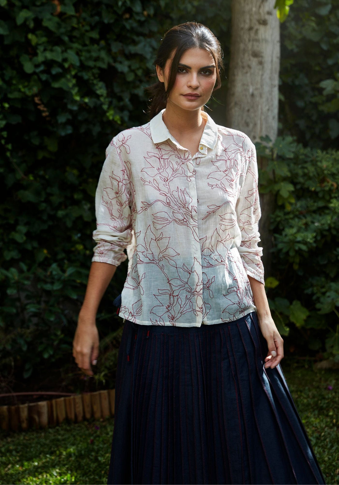 Shirt Anna Long Sleeves Magnolia Silver Green - Traces of Me