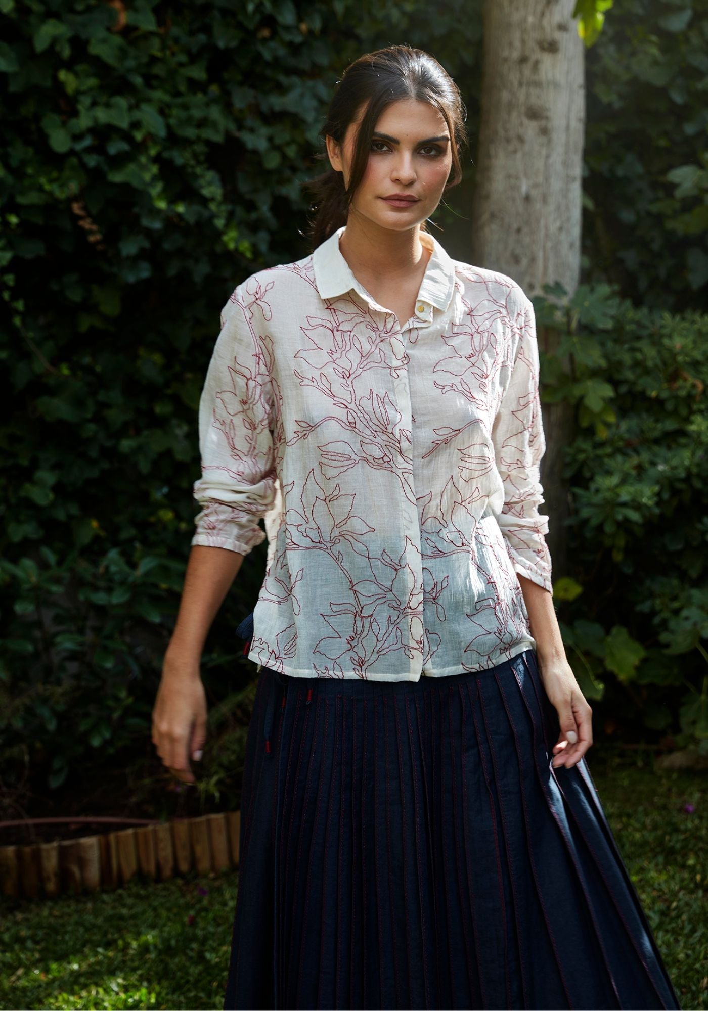 Shirt Anna Long Sleeves Magnolia Silver Green - Traces of Me