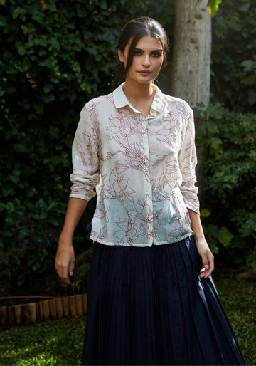 Camisa Anna Long Sleeves Magnolia Silver Green - Traces of Me