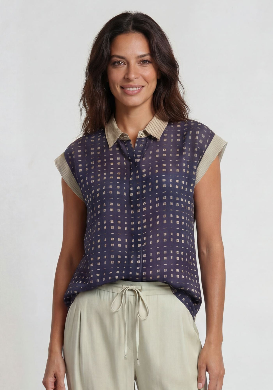 Shirt Anna Short Sleeves Watercolour Checks - Traces of Me