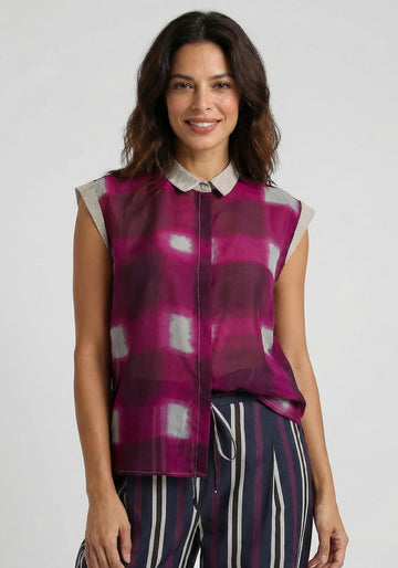 Shirt Anna Short Sleeves Watercolour Checks - Traces of Me
