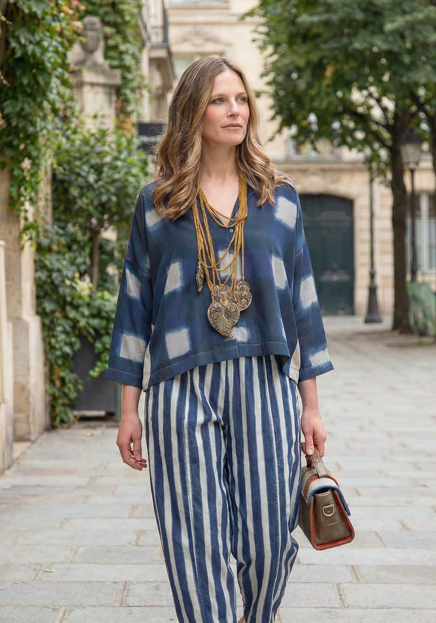 Shirt Botanic Collar Watercolour Checks Indigo - Traces of Me