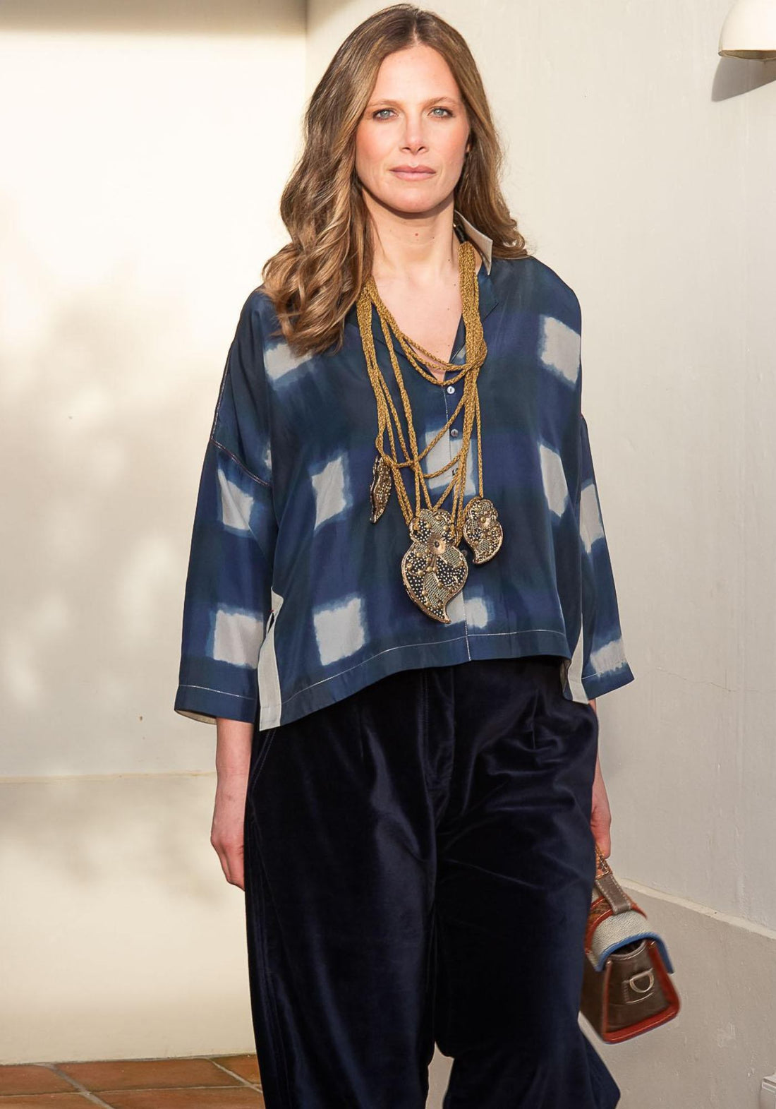 Shirt Botanic Collar Watercolour Checks Indigo - Traces of Me