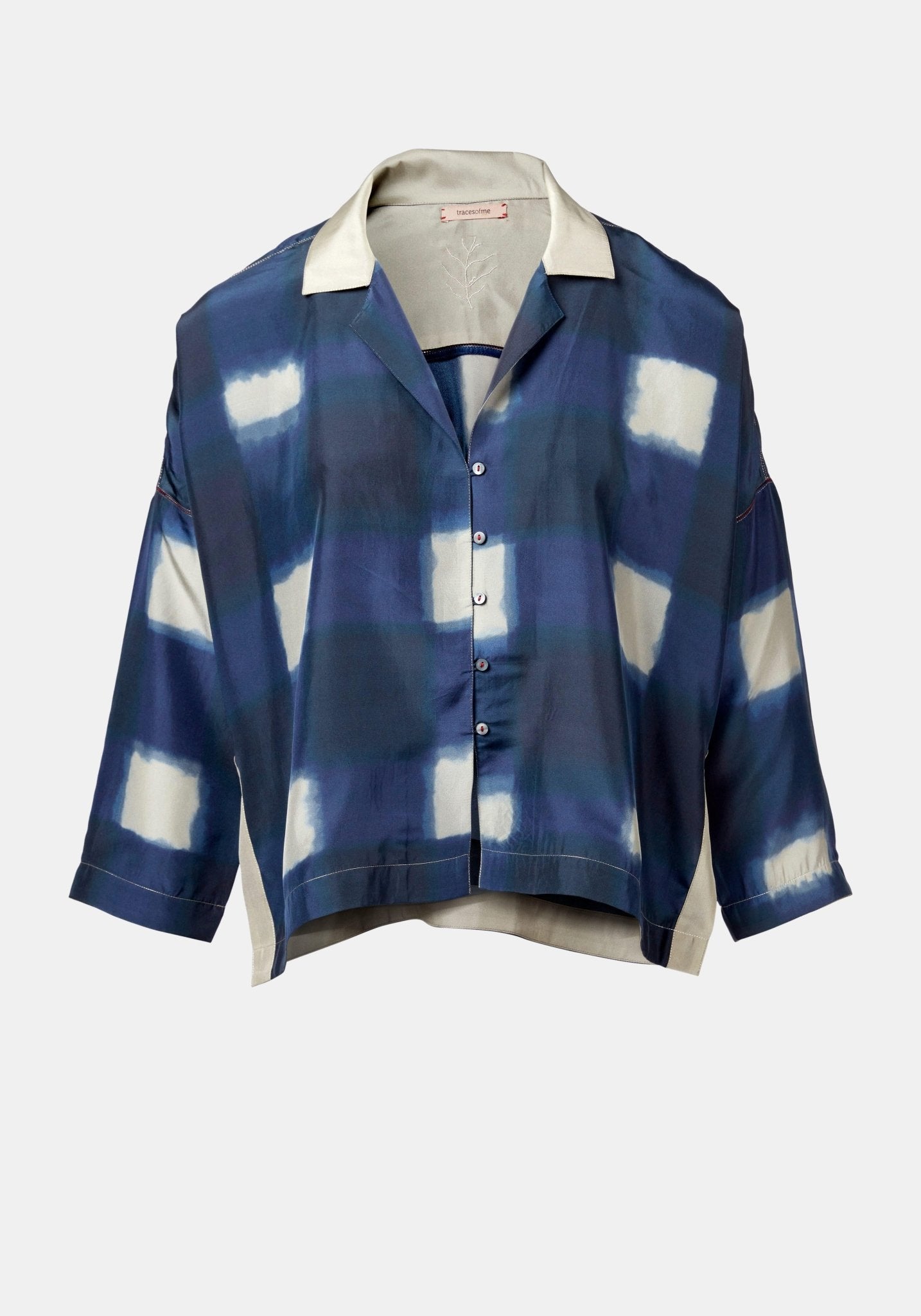 Shirt Botanic Collar Watercolour Checks Indigo - Traces of Me