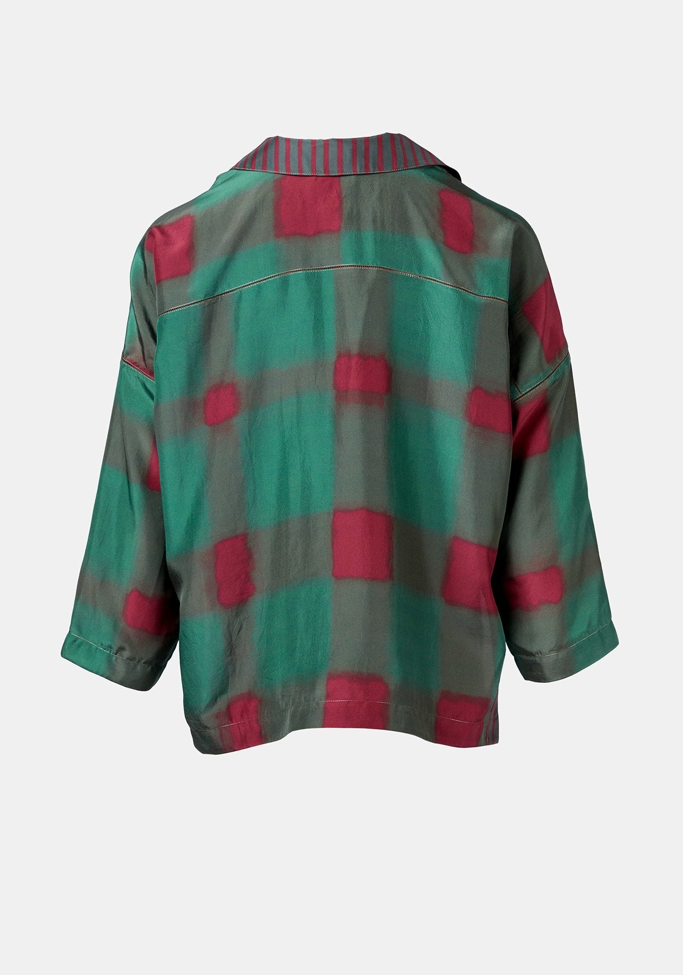 Shirt Botanic Collar Watercolour Checks Malachite Green - Traces of Me