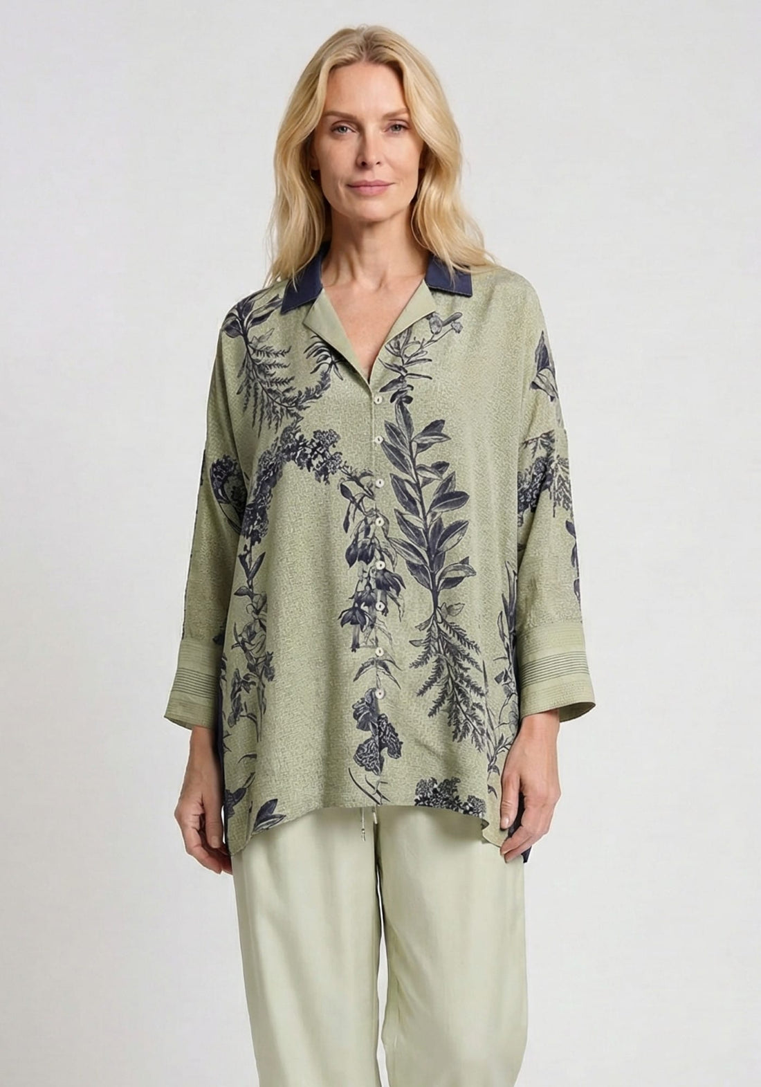 Shirt Botanic Long Cuffs Flowers Crown - Traces of Me