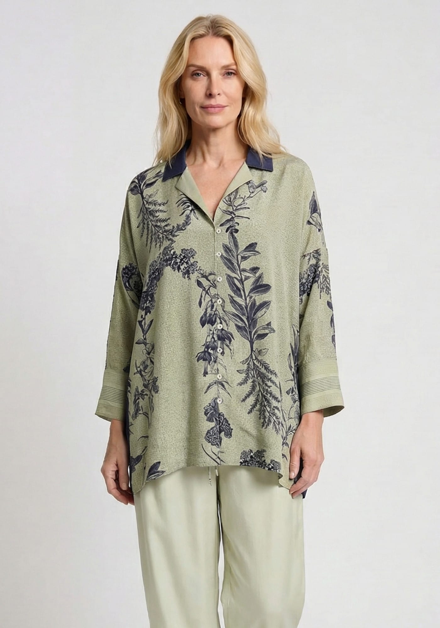 Shirt Botanic Long Cuffs Flowers Crown - Traces of Me