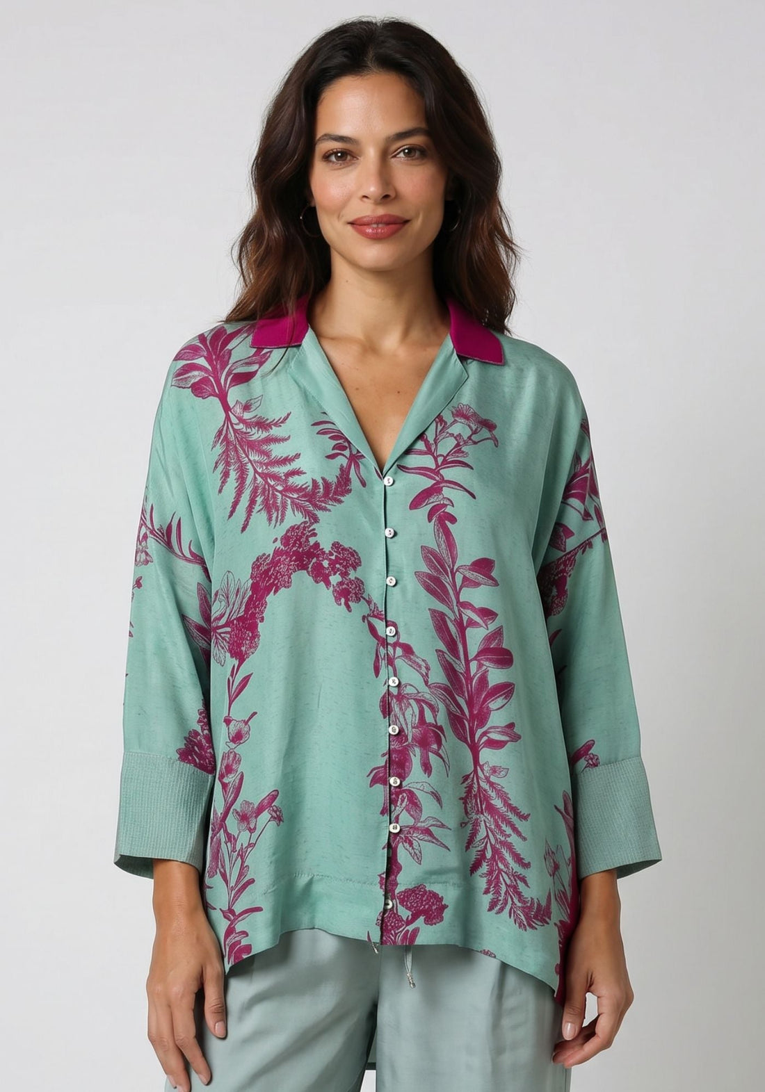 Shirt Botanic Long Cuffs Flowers Crown - Traces of Me