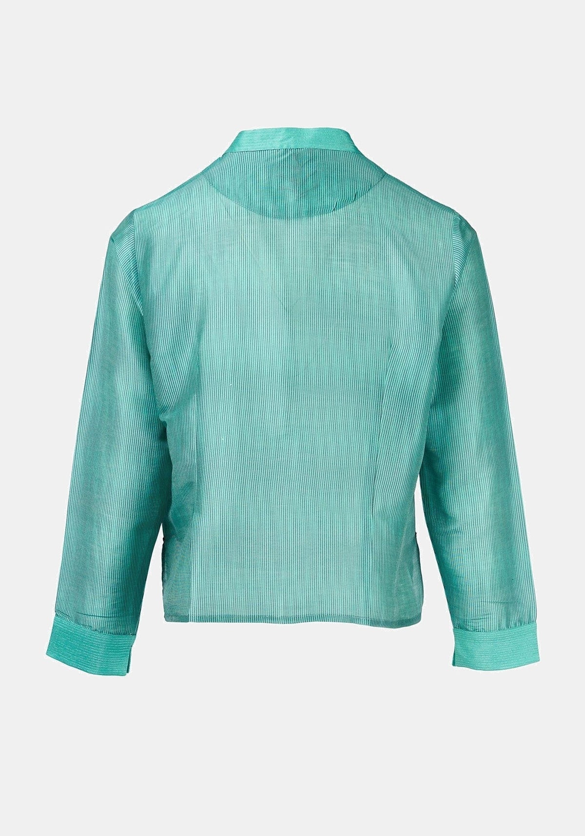 Camisa Geisha Stripes Malachite Green – seda-mistura de algodão, vista alternativa | Traces of Me
