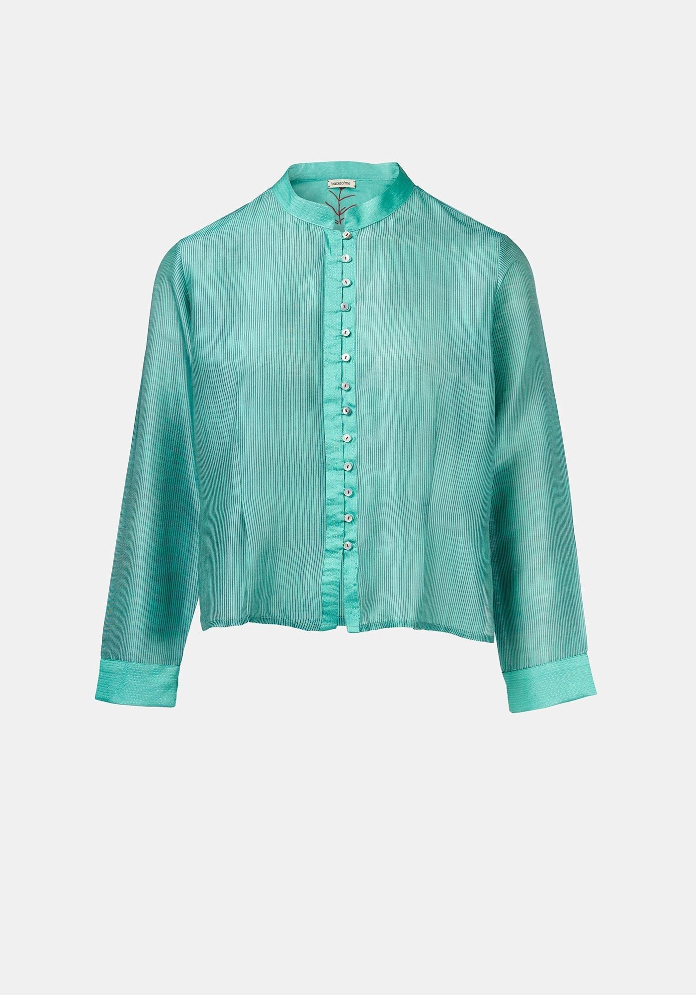 Shirt Geisha Stripes Malachite Green - Traces of Me