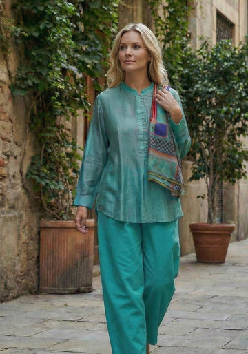Shirt Geisha Stripes Malachite Green - Traces of Me