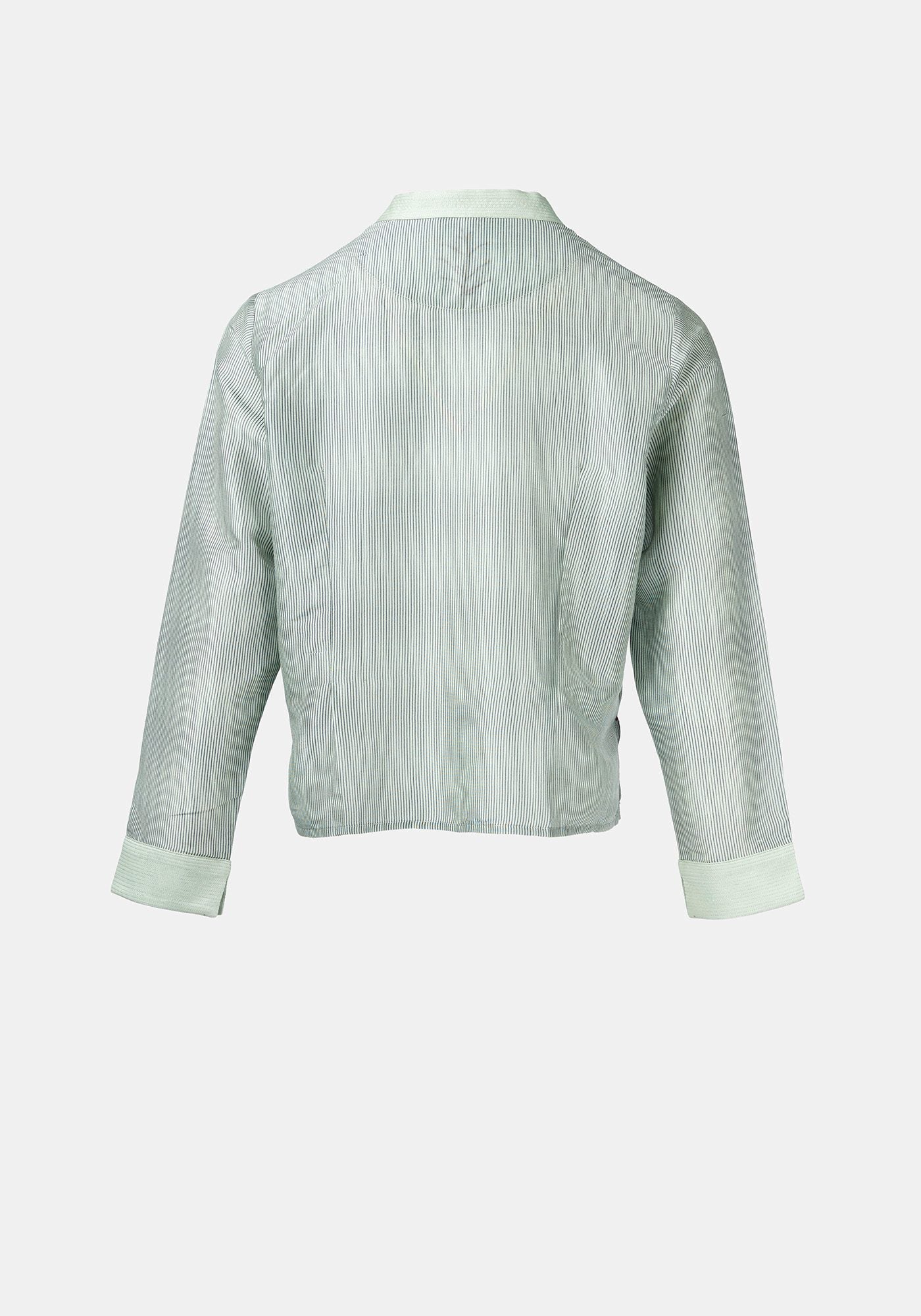 Shirt Geisha Stripes Silver Green - Traces of Me
