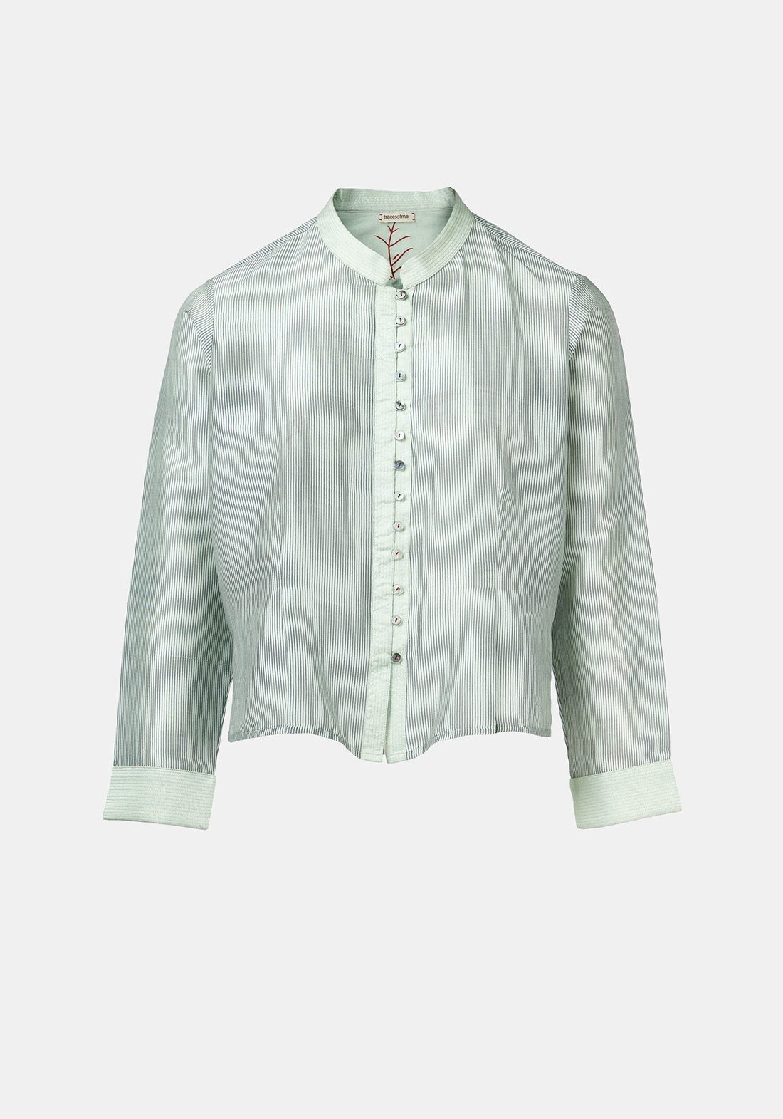 Shirt Geisha Stripes Silver Green - Traces of Me