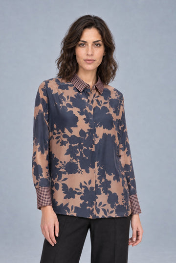 Shirt Simple Shadow – Nougat, cotton-silk blend, product view | Traces of Me