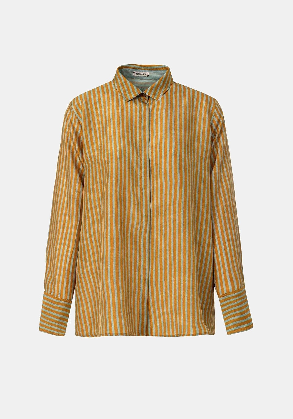 Camisa Simple Stripes Amber – seda-mezcla de algodón, vista de producto | Traces of Me