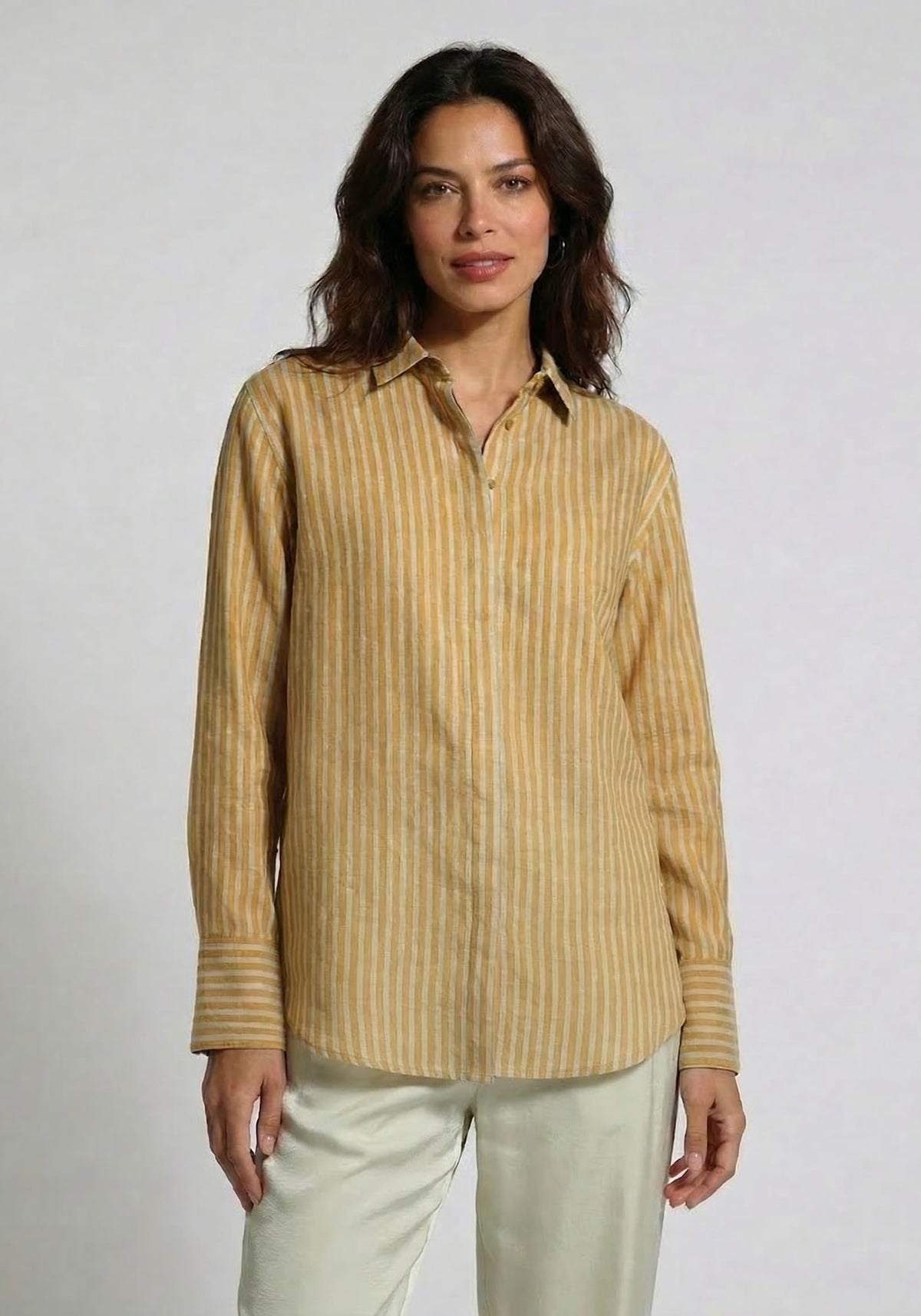 Camisa Simple Stripes Amber – seda-mezcla de algodón, vista alternativa | Traces of Me