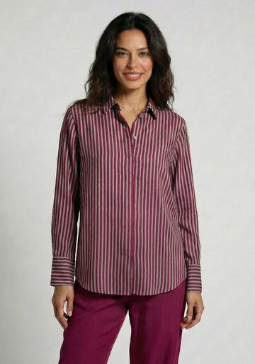 Shirt Simple Stripes Beet Red - Traces of Me