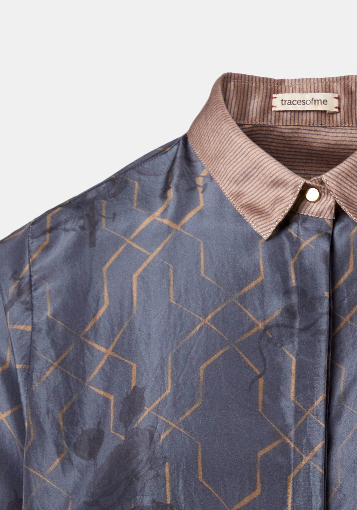 Camisa Simple Taj Flowers Dark Night – seda-mistura de algodão, vista alternativa | Traces of Me