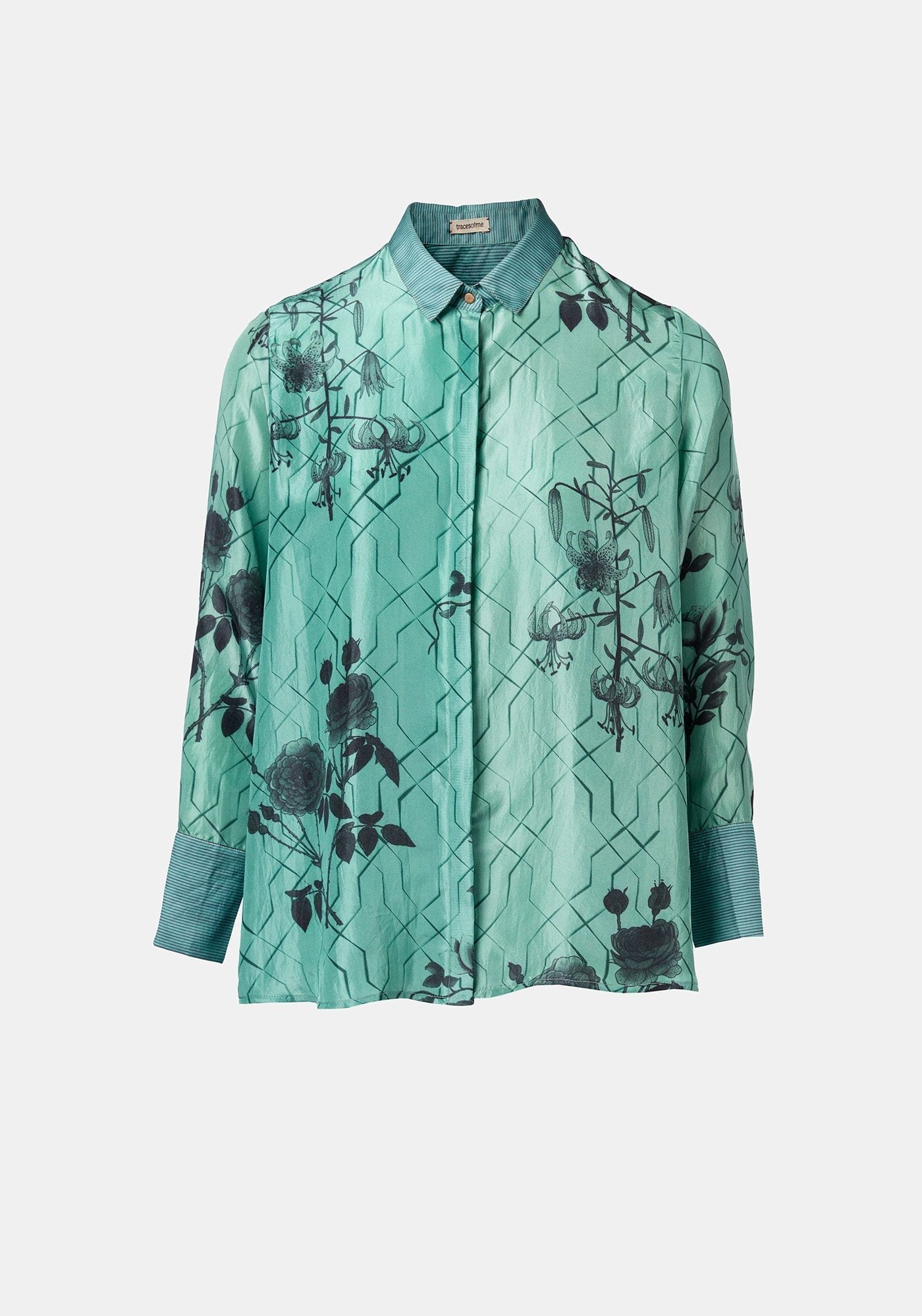 Shirt Simple Taj Flowers Malachite Green - Traces of Me