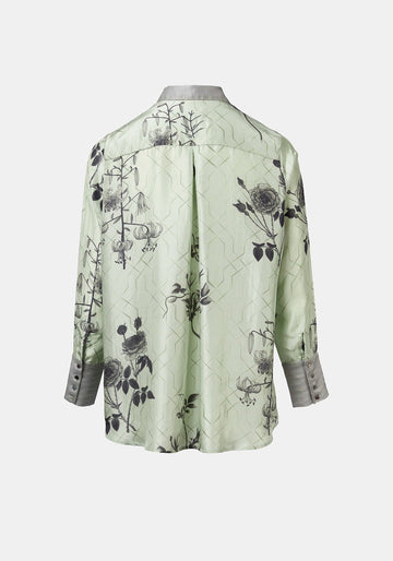 Shirt Simple Taj Flowers Silver Green - Traces of Me