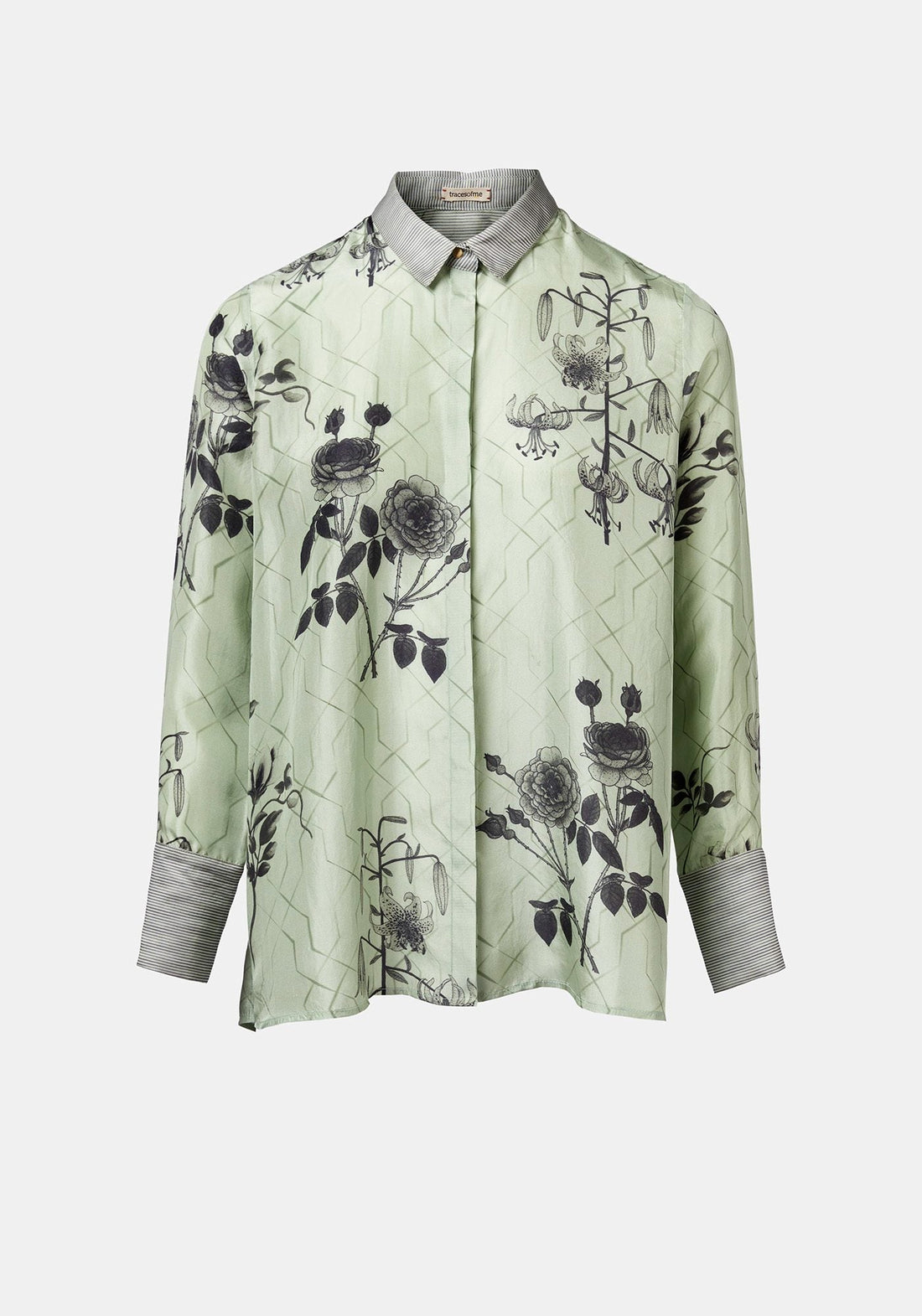 Shirt Simple Taj Flowers Silver Green - Traces of Me
