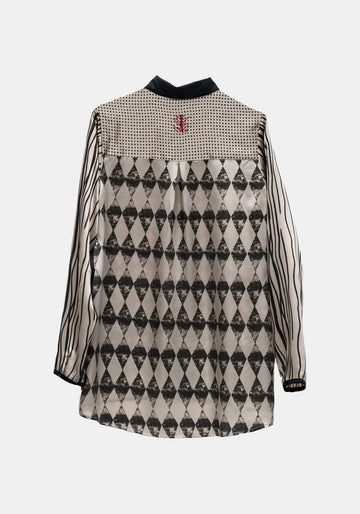 Shirt Traditional Silk Satin – Moonstruck / Charcoal, silk, alternate view | Traces of Me