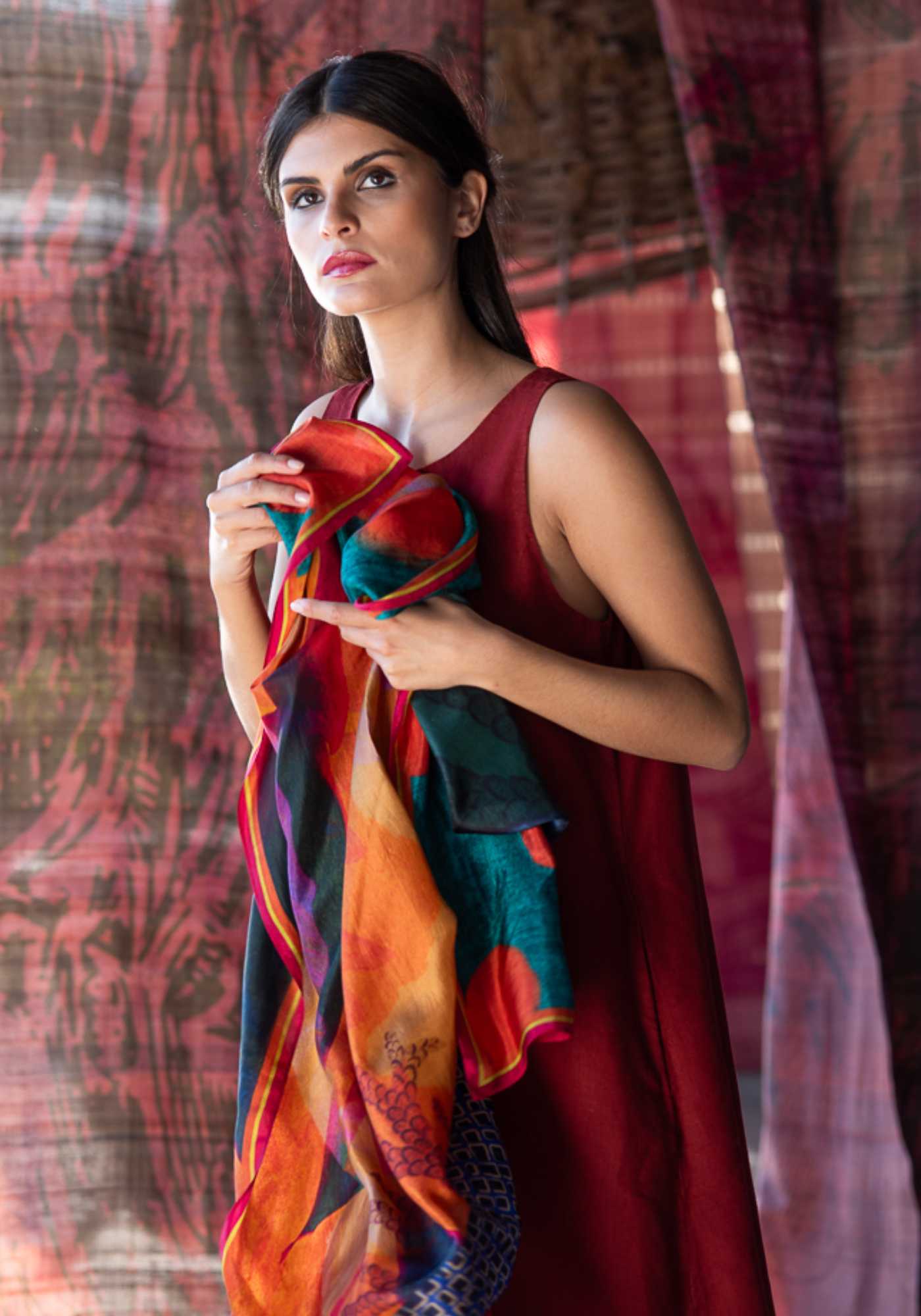 SIlk Scarf Square Babylonia - Traces of Me