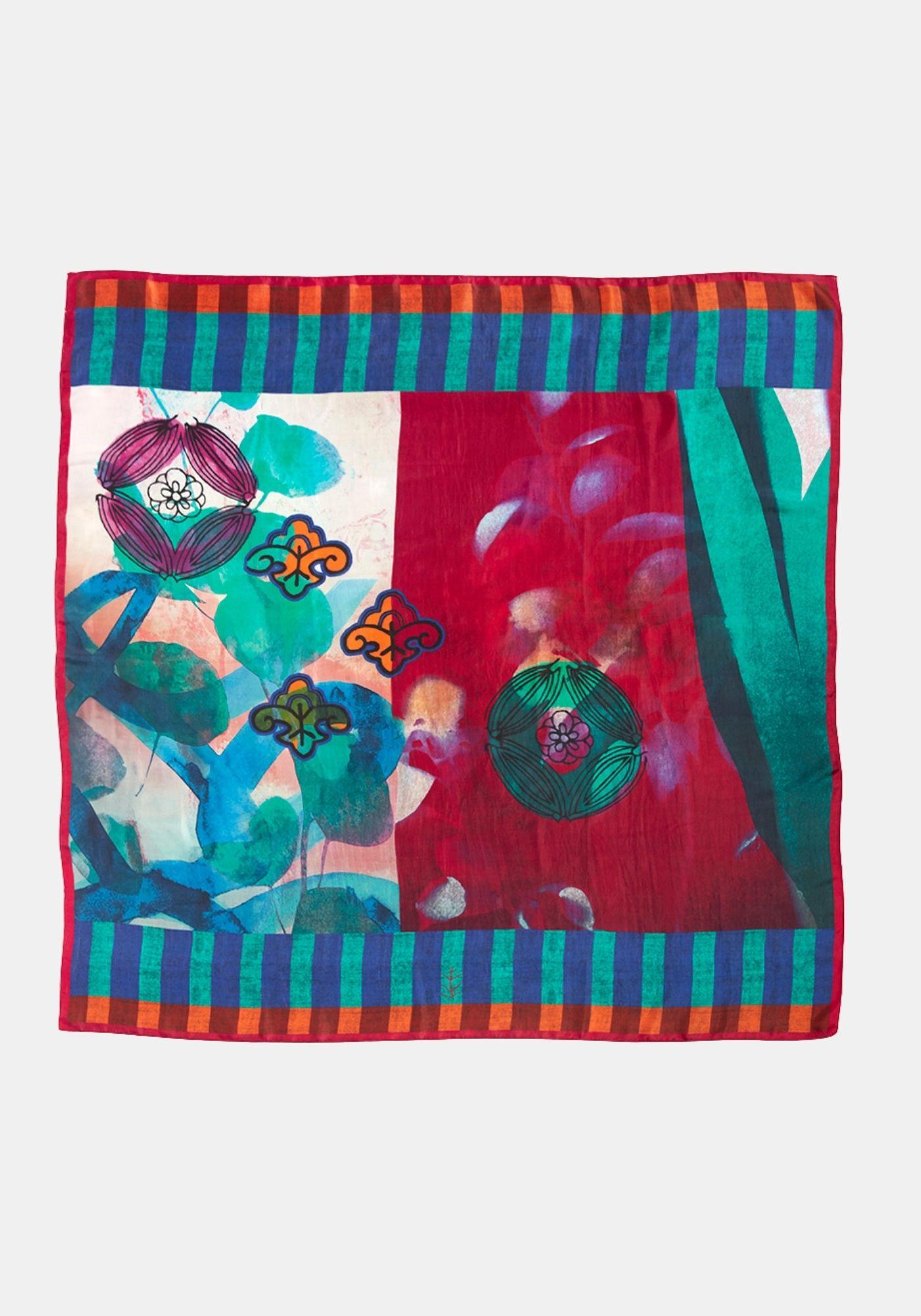 SIlk Scarf Square Camelia Leaves - Traces of Me