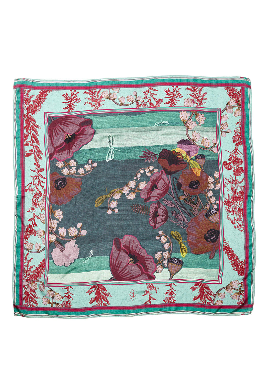 Silk Scarf Square Poppies Bouquet - Traces of Me
