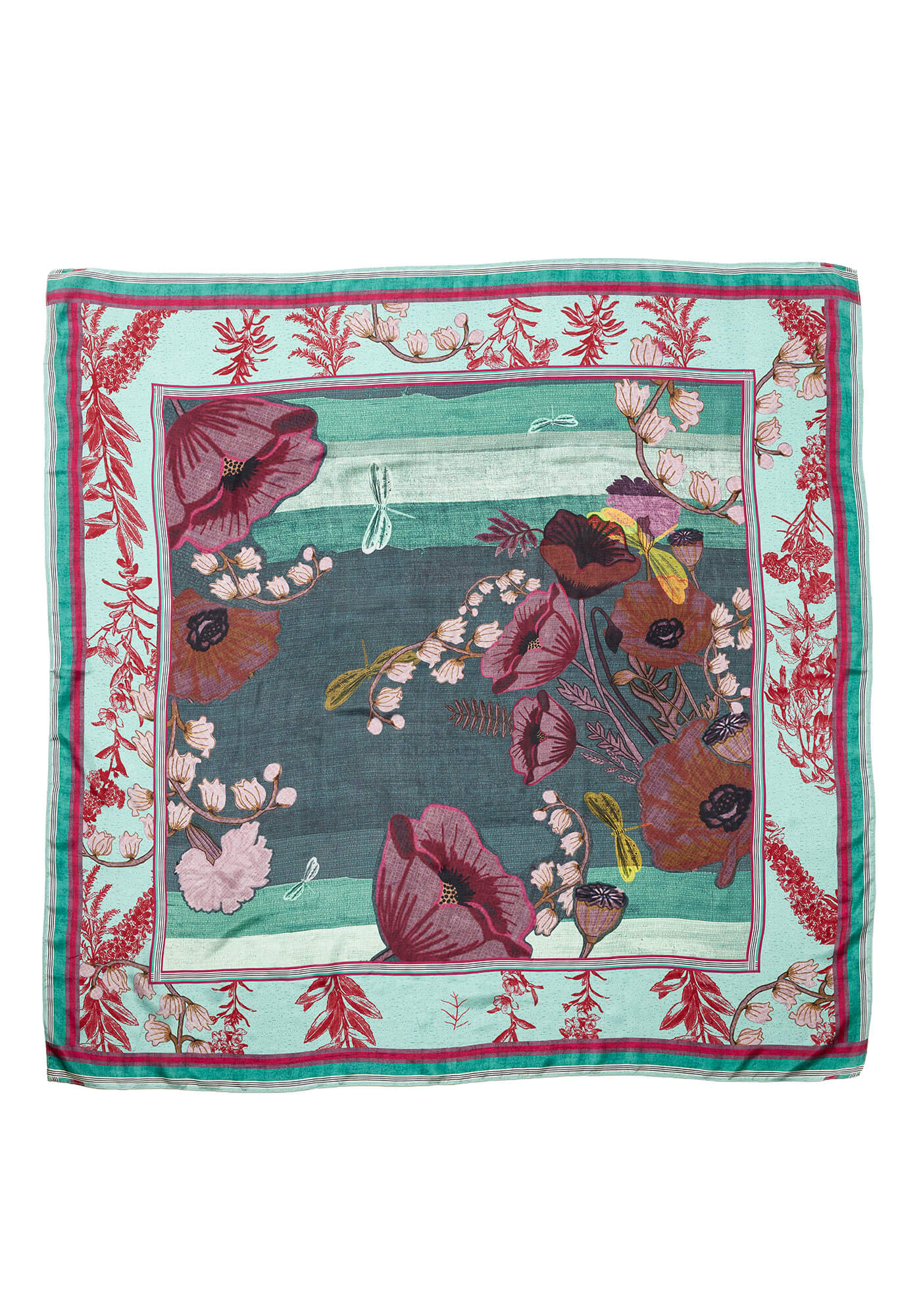 Silk Scarf Square Poppies Bouquet - Traces of Me