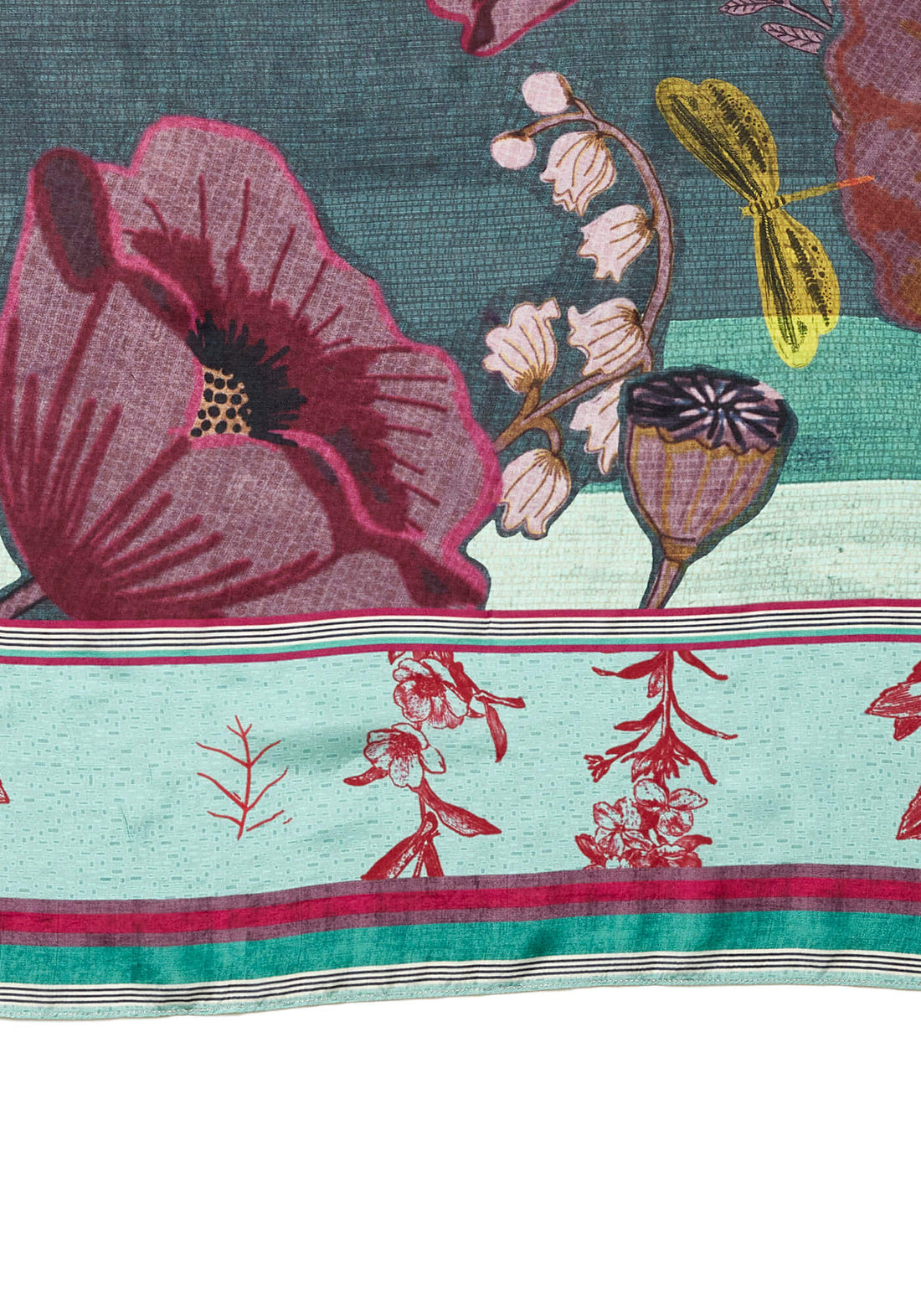 Silk Scarf Square Poppies Bouquet - Traces of Me