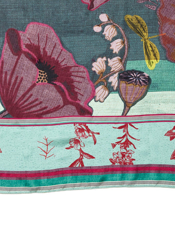 Silk Scarf Square Poppies Bouquet - Traces of Me