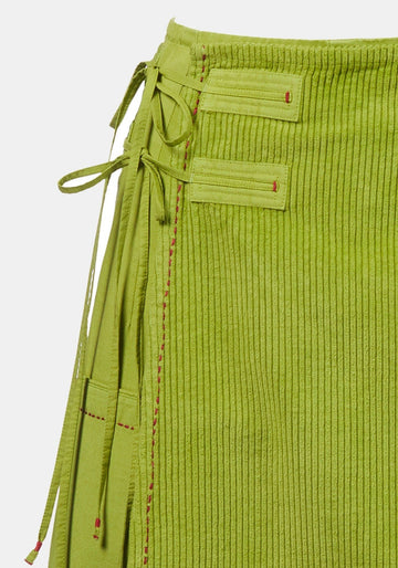 Skirt Overlap Dye – Dark Citron, cotton-silk blend, alternate view | Traces of Me