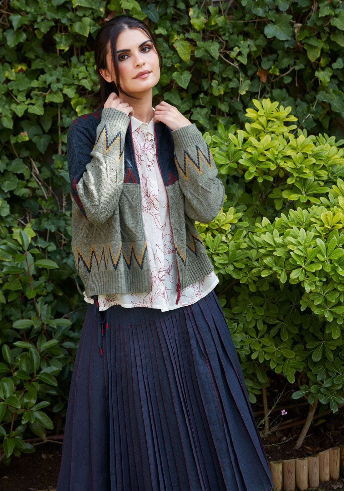 Skirt Overlap Pleated Charcoal - Traces of Me