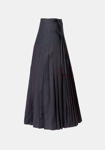 Falda Overlap Pleated Charcoal - Traces of Me